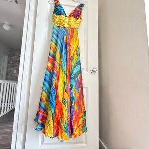 Vintage Scala Swirl Maxi Dress with Yellow Bodice